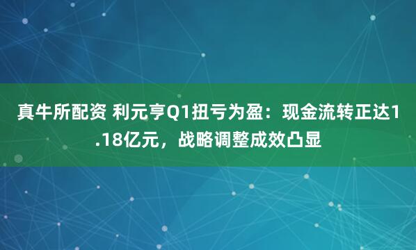 真牛所配资 利元亨Q1扭亏为盈：现金流转正达1.18亿元，战略调整成效凸显