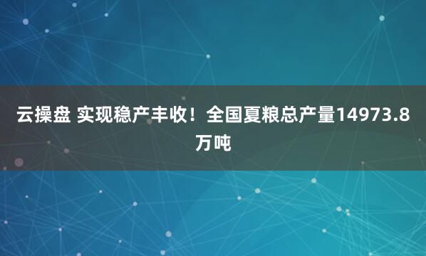 云操盘 实现稳产丰收！全国夏粮总产量14973.8万吨